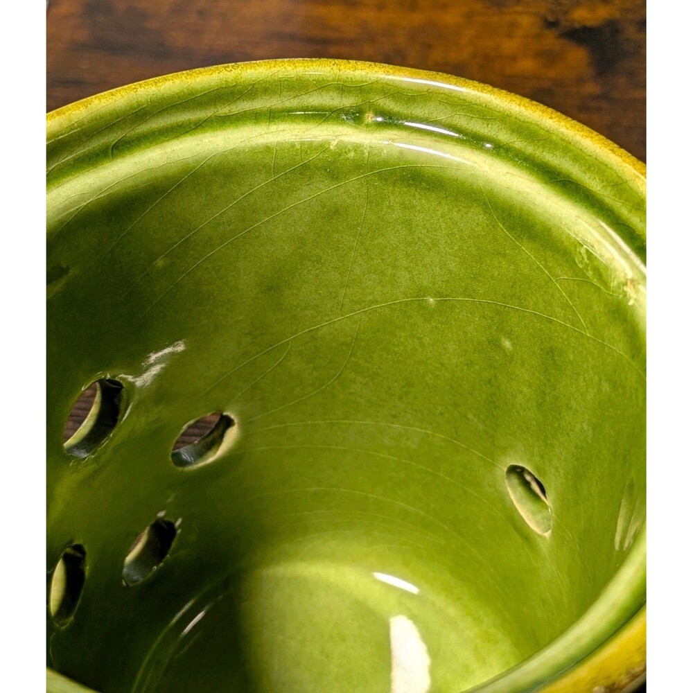 Vintage Sur La Table Garlic Aglio Canister Holder 6" Ceramic Pottery Italy Green - Picture 4 of 8